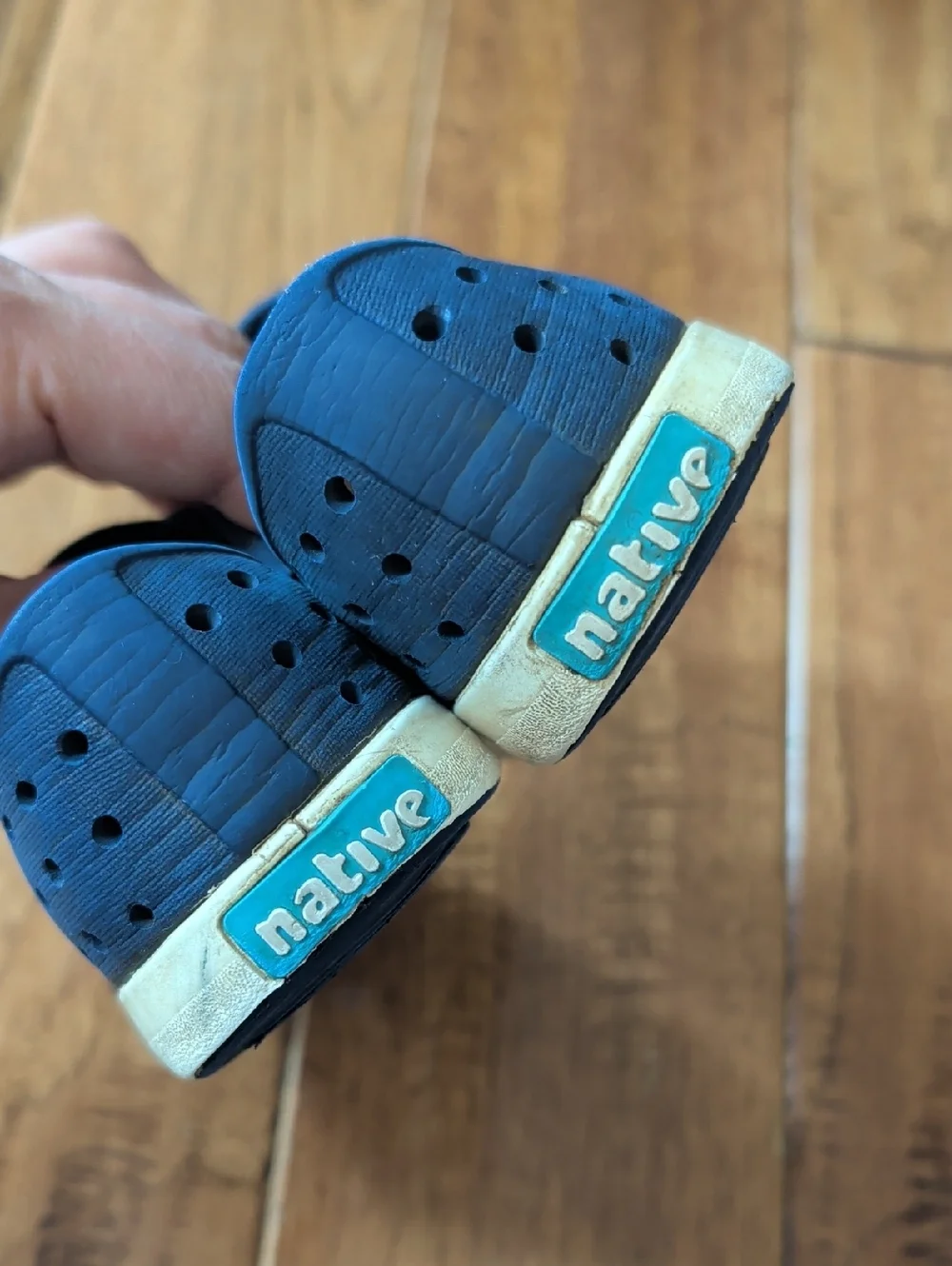Native Jefferson Kids Navy Blue Slip-On Ventilated Sneakers with Cream Toe